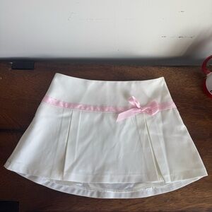 Sugar Thrillz Cream Skirt with Pink Ribbon Size XS